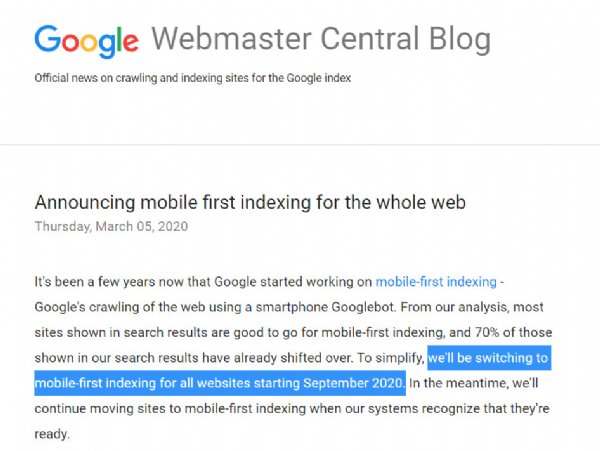 Google 搜寻索引，将从九月起全部转移到行动相容网页，请尽速更换行动相容网页